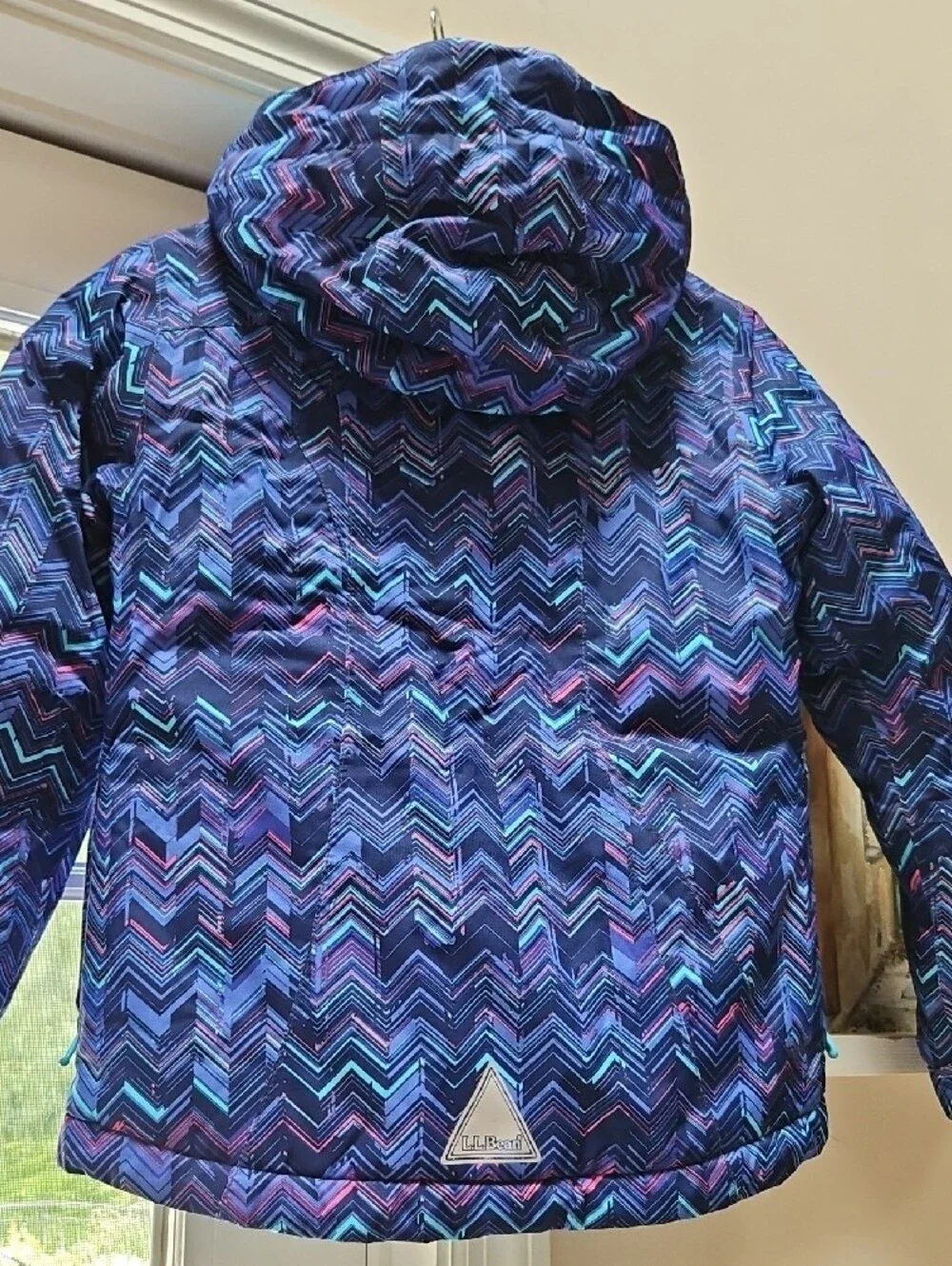 Kids Blue Chevron Winter Jacket with Aqua Lining